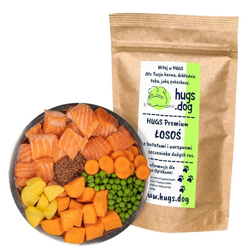 ŁOSOŚ Z BATATAMI I WARZYWAMI – HUGS Premium 100g na próbę