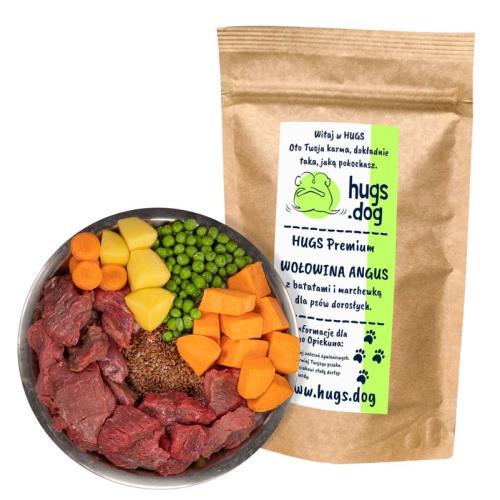 WOŁOWONA ANGUS Z BATATAMI I MARCHEWKĄ – HUGS Premium 100g na próbę