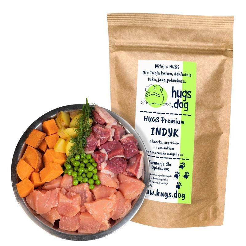 INDYK z KACZKĄ, KOPERKIEM i RUMIANKIEM – HUGS Premium 100g na próbę