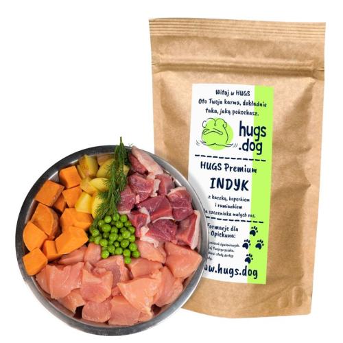INDYK z KACZKĄ, KOPERKIEM i RUMIANKIEM – HUGS Premium 100g na próbę