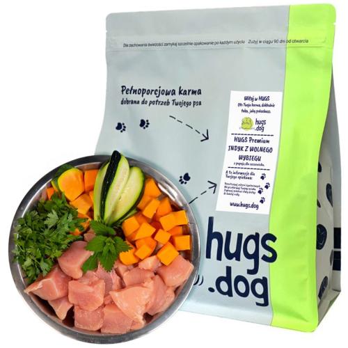 INDYK z wolnego wybiegu, z pietruszką, papają, pokrzywą, cukinią i dynią – HUGS Premium