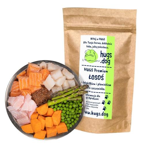ŁOSOŚ, BŁĘKITEK i PLAMIAK – HUGS Premium 100g na próbę